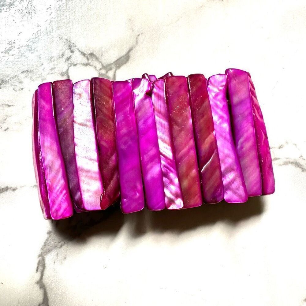 Pink abalone shell bracelet - Picture 6 of 7